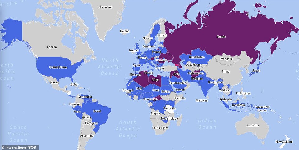 Кои държави светнаха в кървавочервено на КАРТАТА с най-опасните места за 2021